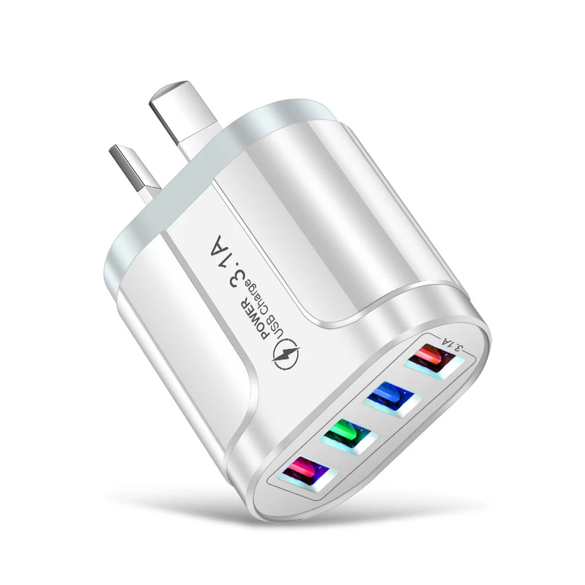 Australian USB Fast Charger AU Plug Quick Charger Mobile Phone Charger 3.1A Multiple 4 Ports USB Travel Adapter Wall Charger
