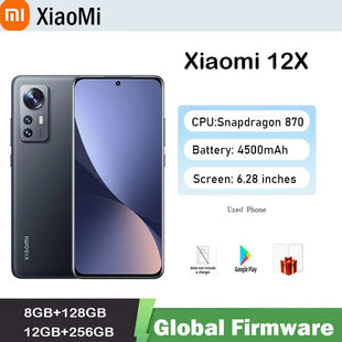 Xiaomi Mi 12x smartphone Android 5G  6.28 inch 2400x1080 Global firmware12GB RAM 256GB ROM  Original used phone